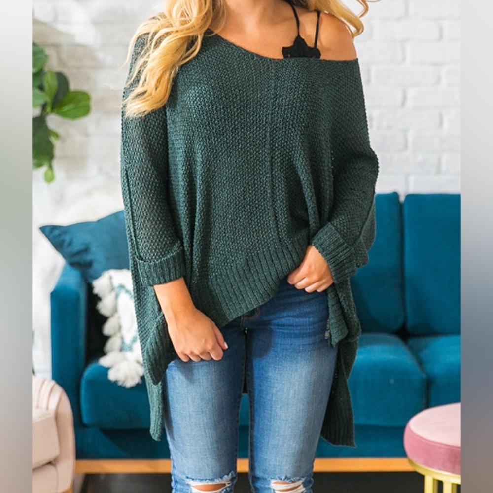 🆕🌿BEFORE YOU: HUNTER GREEN Lightweight Knitted Sweater ONE SIZE
